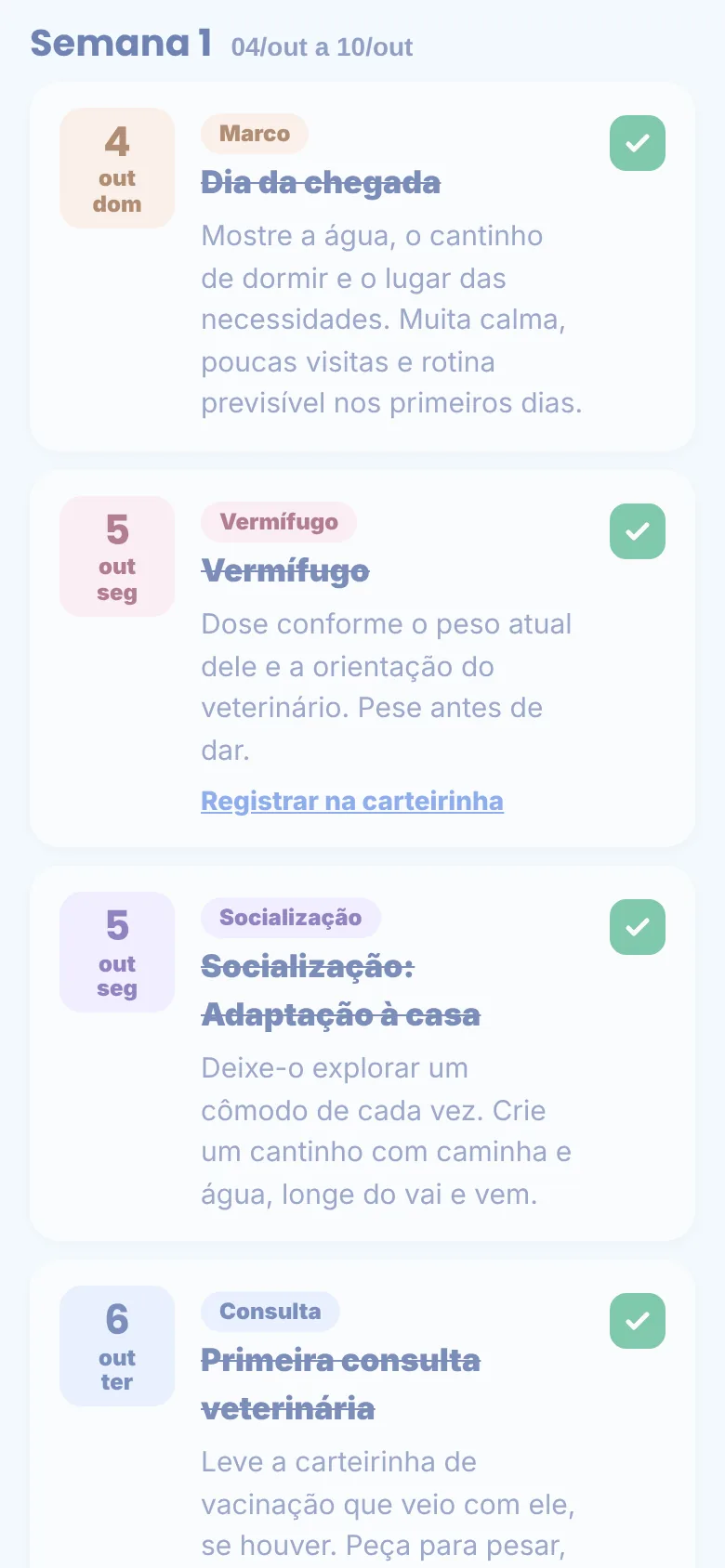 Agenda semana a semana